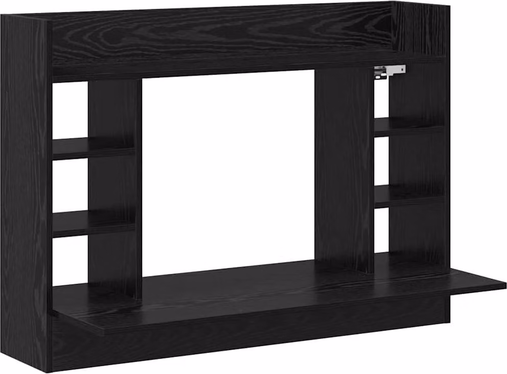 Scrivania a parete con lo scaffale Rovere nero 105 x 48 x 75 cm