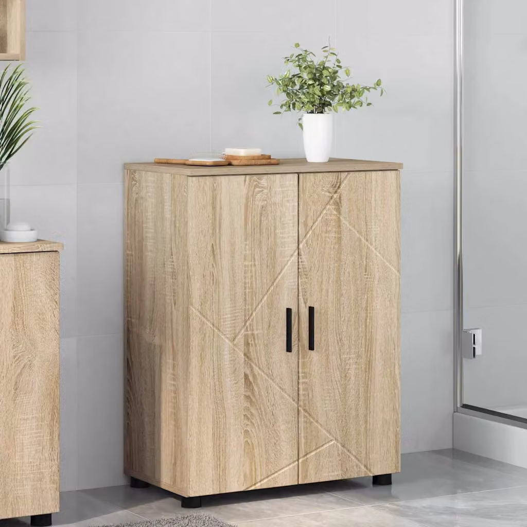 Mobile da bagno moderno vidaXL in rovere con ante a battente, L: 60 cm, P: 35 cm, H: 80 cm