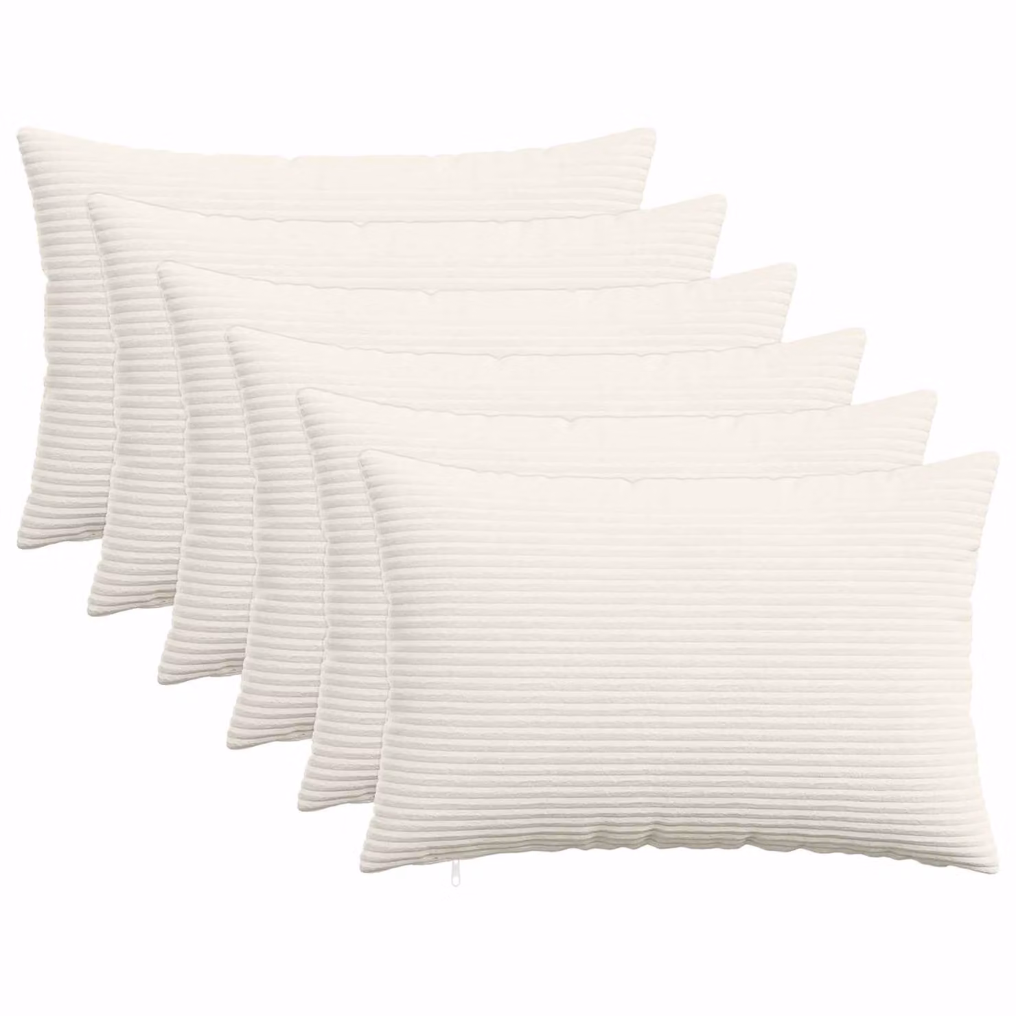 Set di 6 federe vidaXL HEERLEN in velluto a coste, colore crema, L 50 cm x P 30 cm