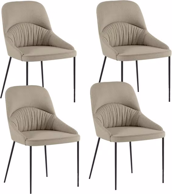 Set 4 Sedie Ginevra 54x63x89 cm in Tessuto Easy-Clean Beige