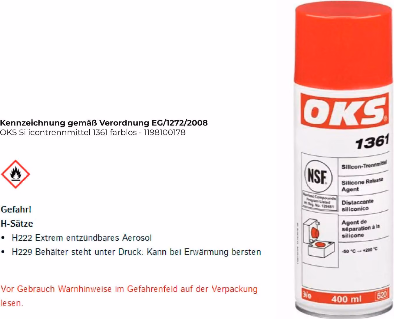 OKS 1361 Distaccante siliconico 400 ml spray