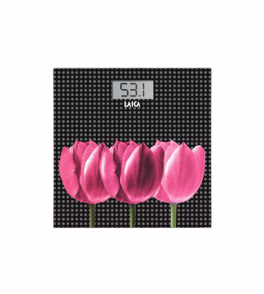 Bilancia pesapersone digitale Laica POP Tulipani Black PS1075L con display digitale e capacità fino a 180 kg – 2