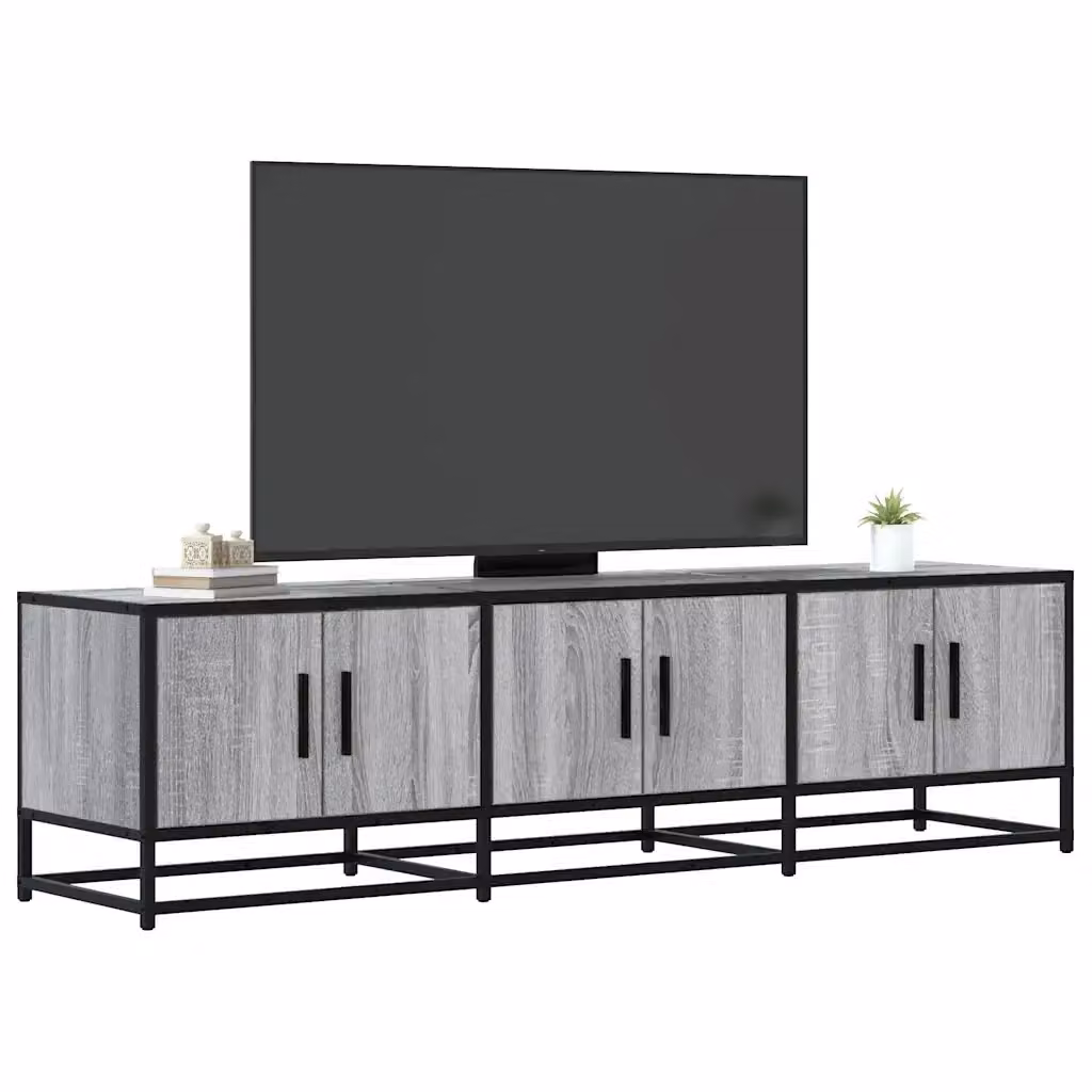 Mobile TV in stile industrial grigio con ripiani porta media, L 150 x P 35 x H 41 cm – 2