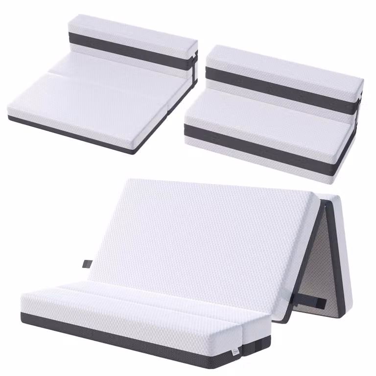 Materasso pieghevole in gel TeQsli, altezza 15 cm, materasso per ospiti, set da 4 materassi pieghevoli e 3 pezzi