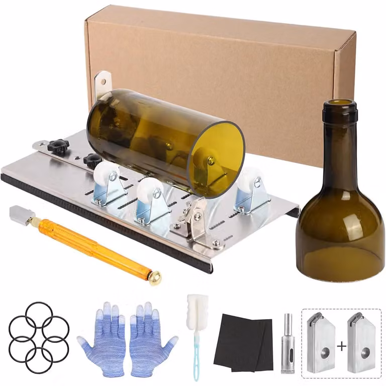 Tagliavetro per bottiglie - Kit di strumenti per il fai-da-te - Macchina per tagliare bottiglie - Adatta per bottiglie rotonde di vino, birra, whisky e champagne