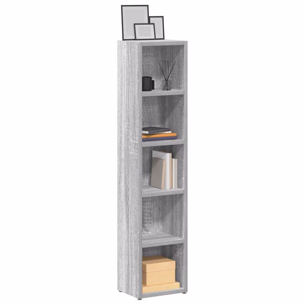 Set di 2 mobili porta CD vidaXL in legno multistrato e MDF, colore Grigio, da appendere al muro, L/P/H: 21 x 16 x 93,5 cm