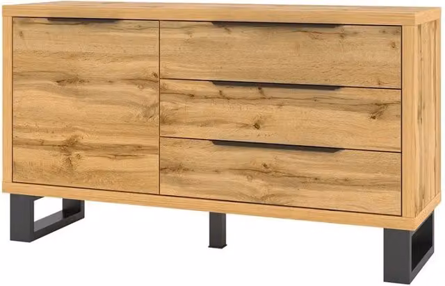 Buffet design 140cm. Collezione MILO una porta e tre cassetti. Colorazione rovere.