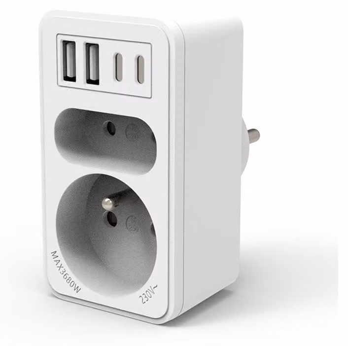 VELAMP Divisore di prese con USB