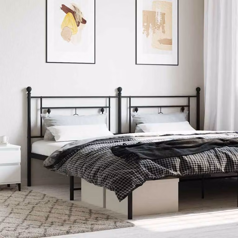 Testiera di ricambio vidaXL in metallo nero laccato, stile classico, L: 198 cm