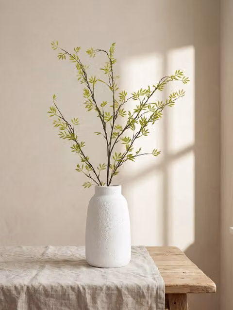 Sophi fiore artificiale Kenay Home verde e bianco in stile boho per decorazione da tavolo