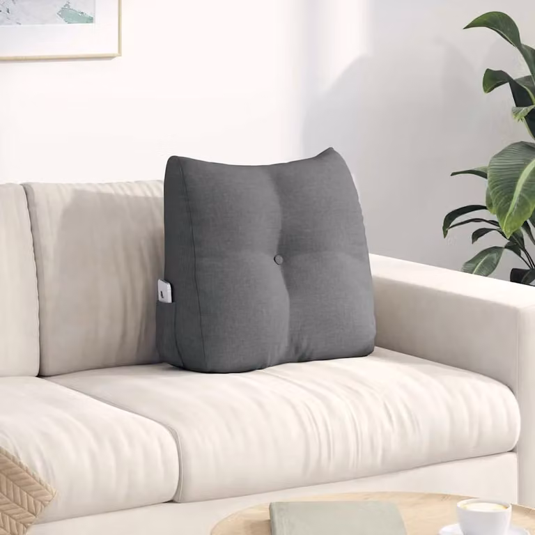 Cuscino per schiena ergonomico vidaXL in tessuto grigio con rivestimento rimovibile lavabile in lavatrice L 45 cm x P 24 cm x H 50 cm