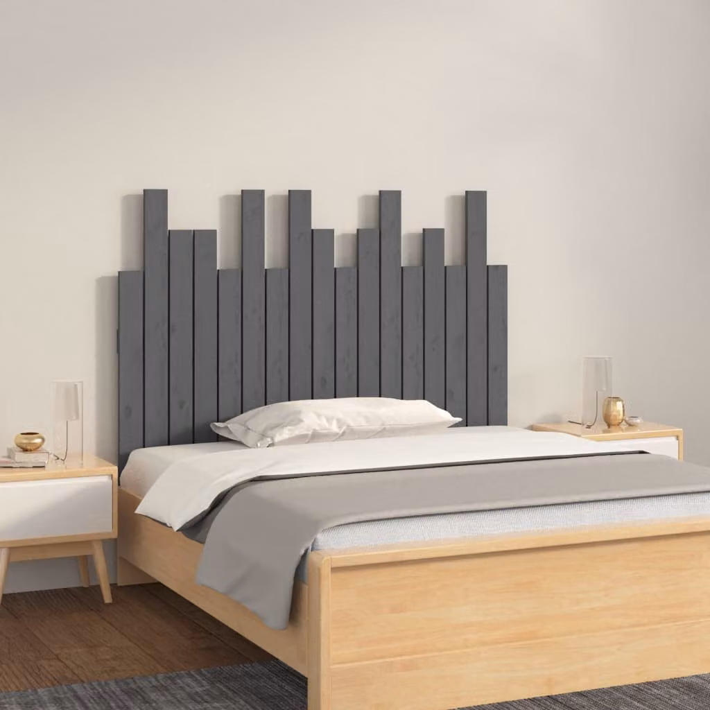 Testiera da parete vidaXL in legno massello di pino, colore grigio, L: 108 cm, P: 3 cm, H: 80 cm