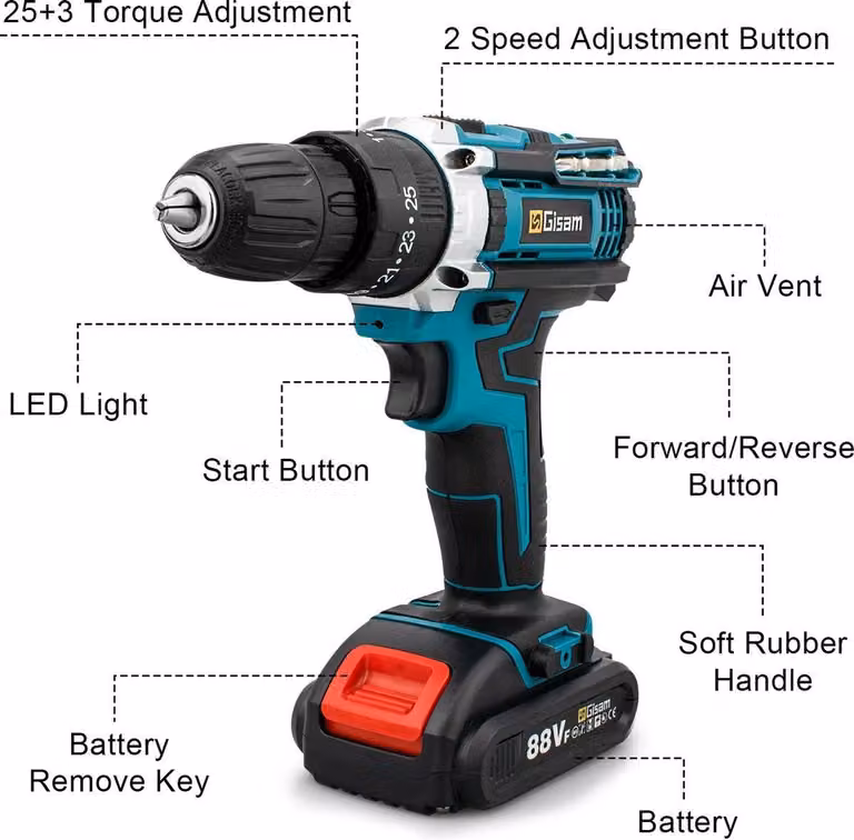 Trapano - Trapano a batteria - Avvitatore - Trapano elettrico - Avvitatore elettrico