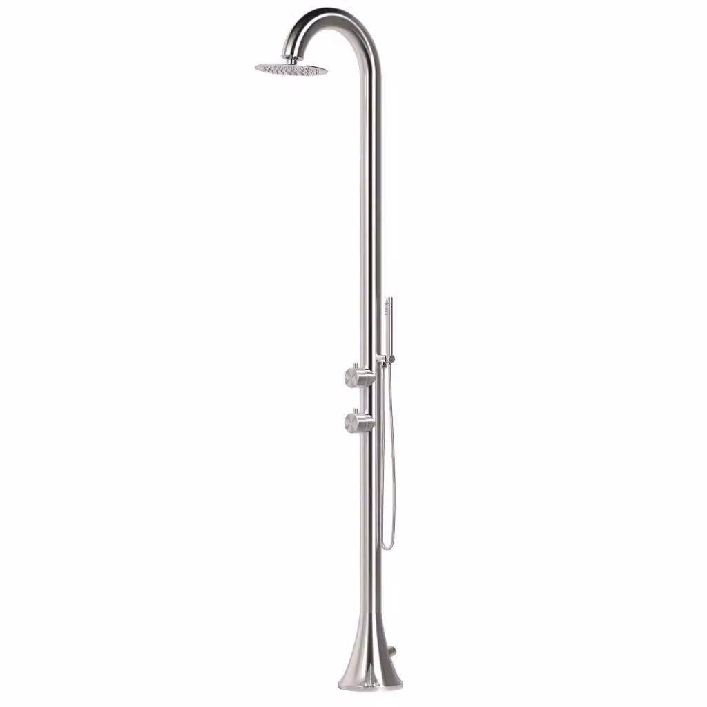 Doccia piscina SINED Luna in acciaio inox 316L spazzolato con doccino flessibile per acqua calda e fredda, ideale per interni ed esterni – 2