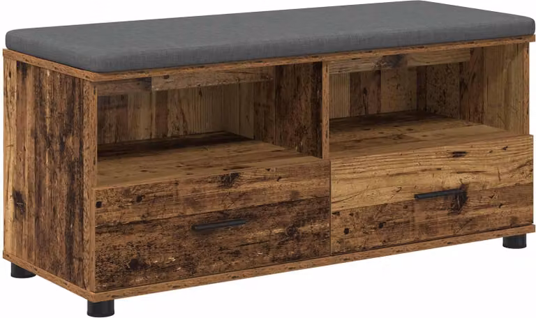 Panca per ingresso con cuscino Legno vecchio 100 x 38 x 46 cm