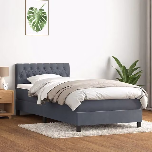 Giroletto a Molle con Materasso-Struttura Letto Grigio Scuro 80x220 cm Velluto 511741