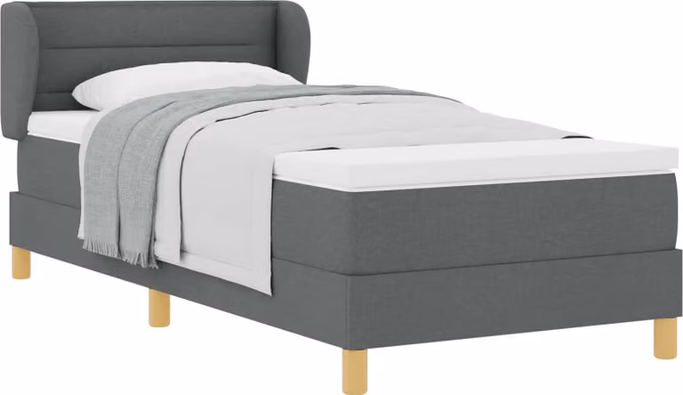 vidaXL Letto a molle con materasso grigio scuro 90 x 200 cm in tessuto