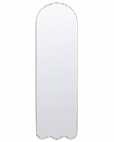 Beliani Specchio da parete moderno con cornice in metallo e ferro di forma irregolare per il soggiorno 45 x 145 cm Bianco