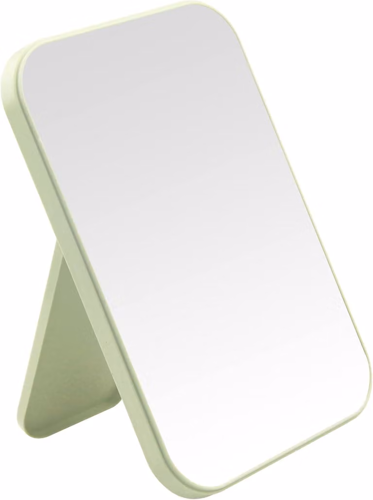 Specchio da trucco, dimensioni 20 x 13,5 x 1,2 cm, verde, portatile, adatto per essere posizionato su un tavolo o appeso a una parete