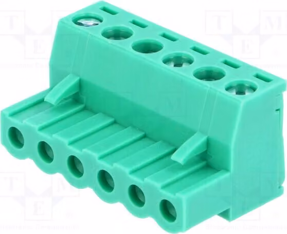 1 x Profilo di chiusura disattivabile, con 6 connettori dritti da 5 mm, femmina, modello 326-061-14. Connettore separabile