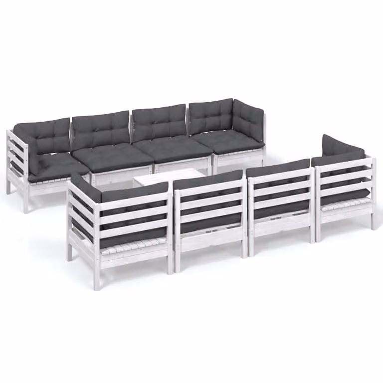 Set Salotto Giardino con Cuscini 9 pz in Legno Massello di Pino