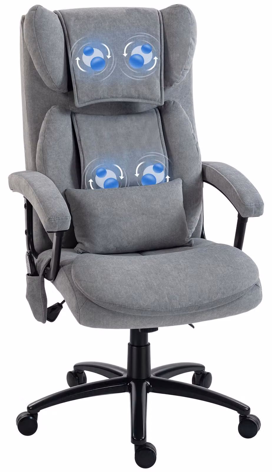 Sedia da ufficio ergonomica HOMCOM con funzione massaggio e oscillazione, supporto lombare, grigia