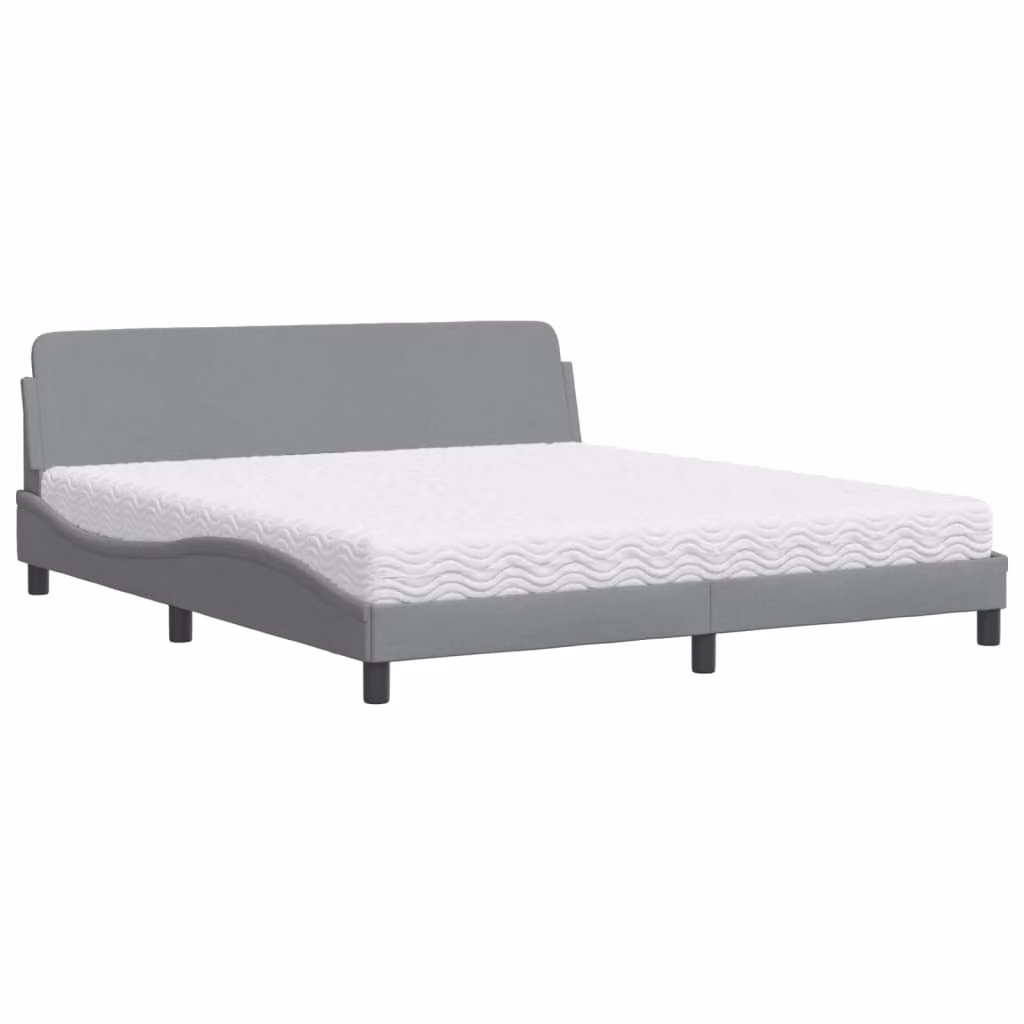 Letto con Materasso Dover Grigio Chiaro180x200 cm Tessuto