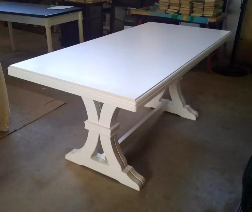 Tavolo rettangolare classico in legno laccato bianco allungabile Mobili 2G L: 160 cm, P: 85 cm, H: 78 cm – 3