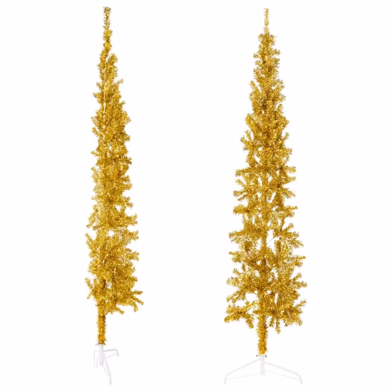Maison Exclusive - Albero di Natale artificiale a metà, con base, design slanciato, color oro, altezza 180 cm