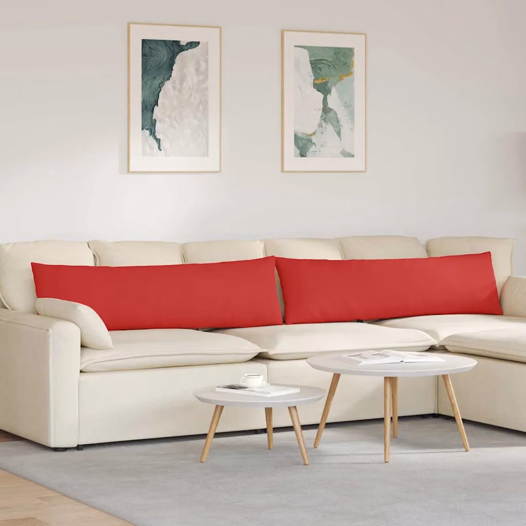 Set di 2 cuscini da divano vidaXL in tessuto rosso con rivestimento rimovibile, L 145 x P 40 x H 40 cm