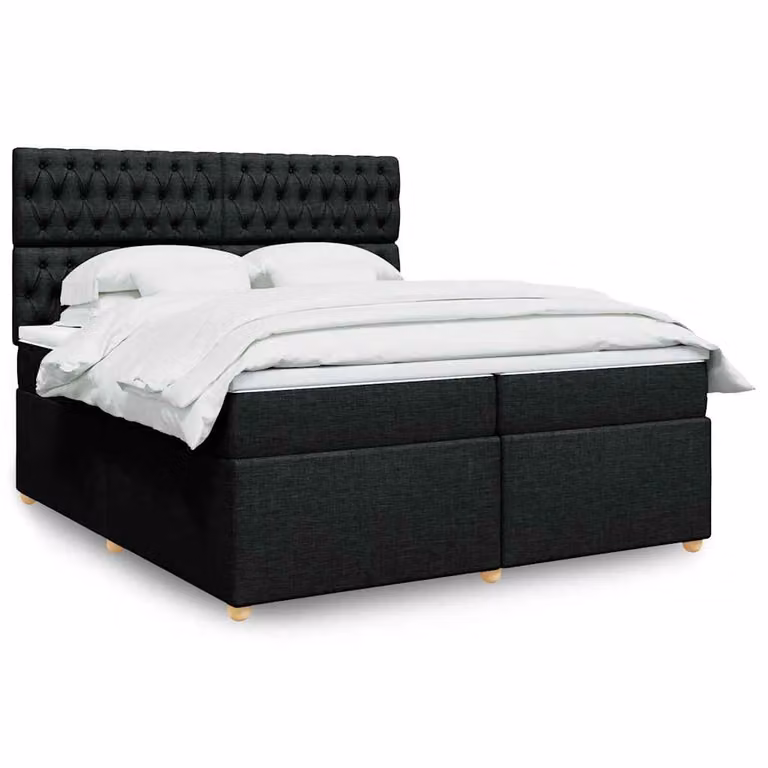 vidaXL Giroletto a Molle Ibrido con Materasso in Tessuto Nero 200x200 cm