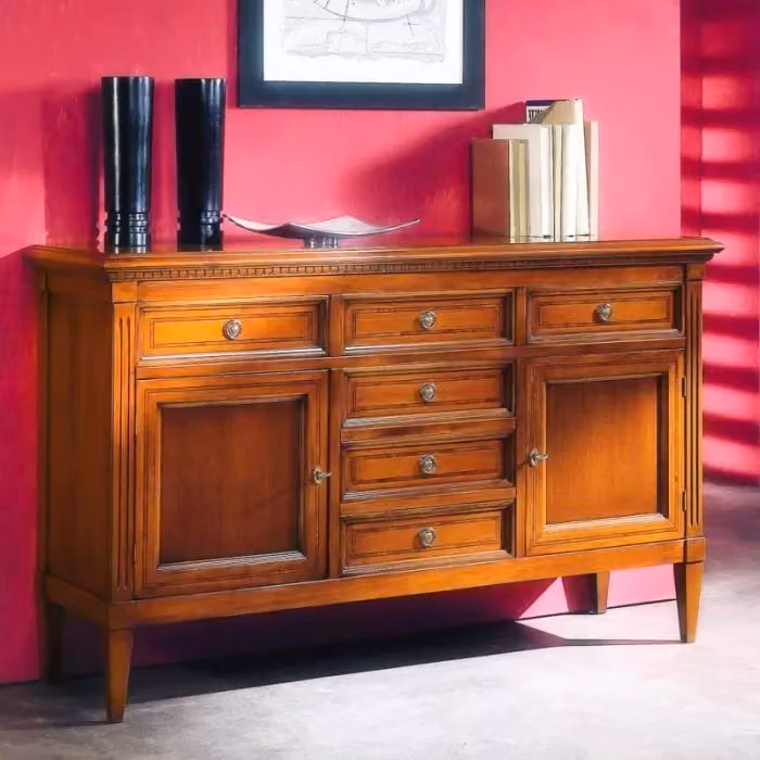 Madia credenza in legno con 2 porte finitura bassano Mobili 2G L/P/H: 142 x 41 x 85 cm – 2