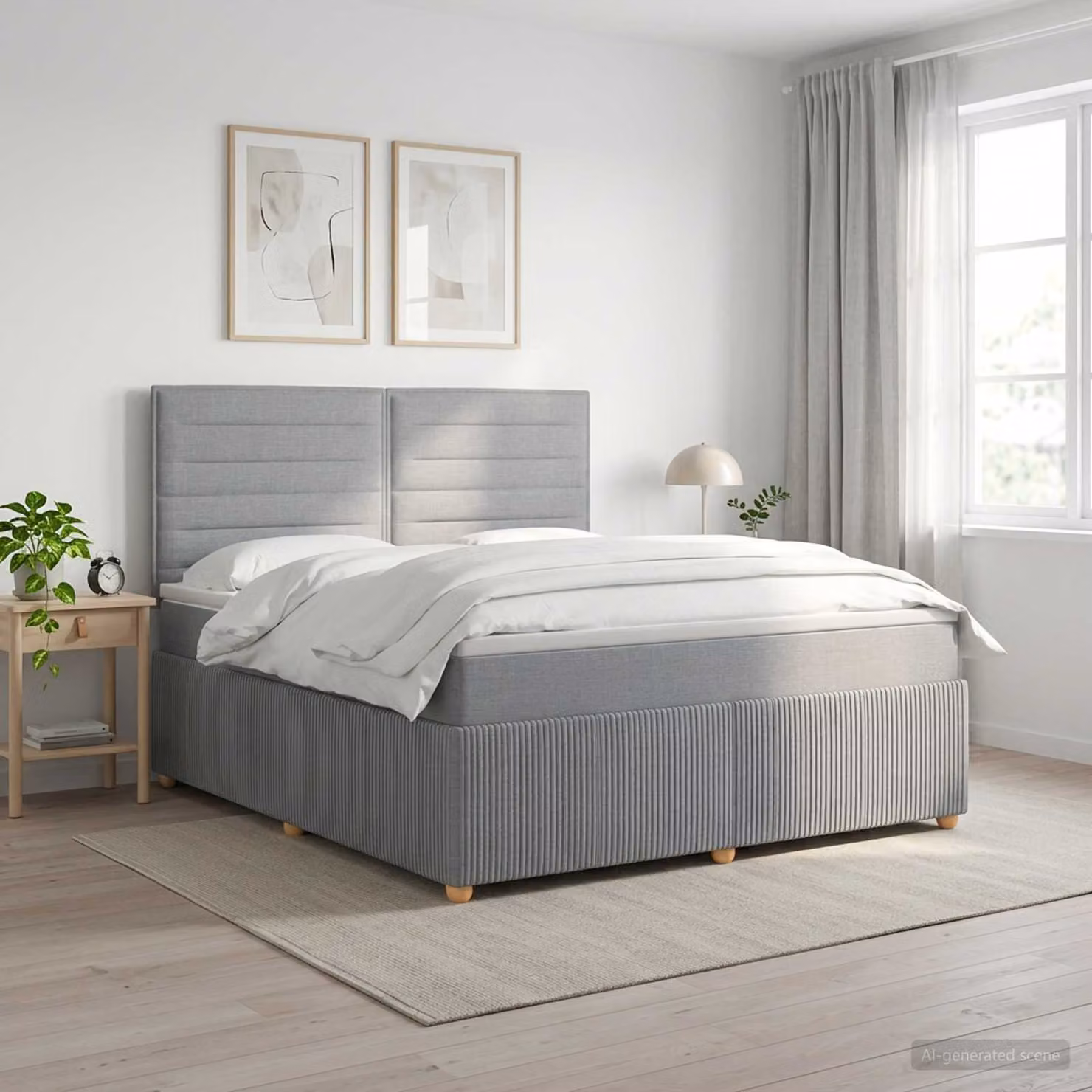 vidaXL Letto box spring con materasso a molle insacchettate Grigio Chiaro L: 140 cm, P: 200 cm