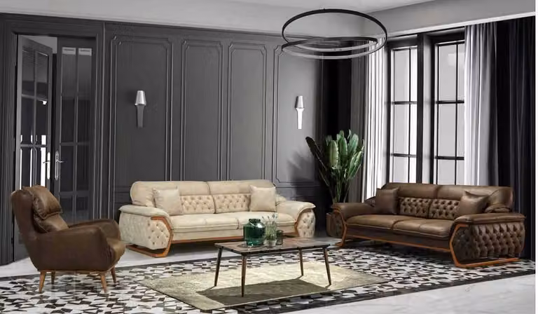 Sofa Set 3+3+1 Sitz Modern Sofagarnitur Wohnzimmer Luxus Garnitur Gruppe