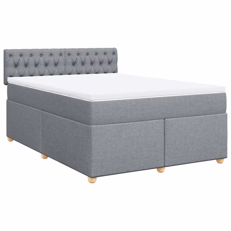 Giroletto a Molle con Materasso Grigio Chiaro 140x200cm Tessuto