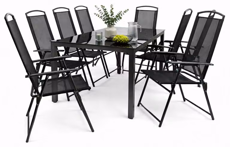 Set mobili da giardino da 9 pezzi | gruppo posti a sedere gruppo da pranzo | 1x tavolo, 8x sedie | dimensioni del tavolo ca. H. 76 x W. 189 x D. 90 cm | Hochlehner Set 189S