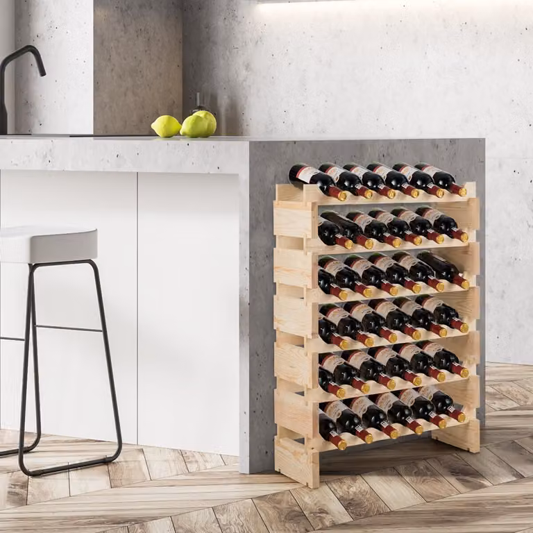 Set di 2 porta bottiglie Costway in legno naturale marrone con 6 livelli per 36 bottiglie di vino