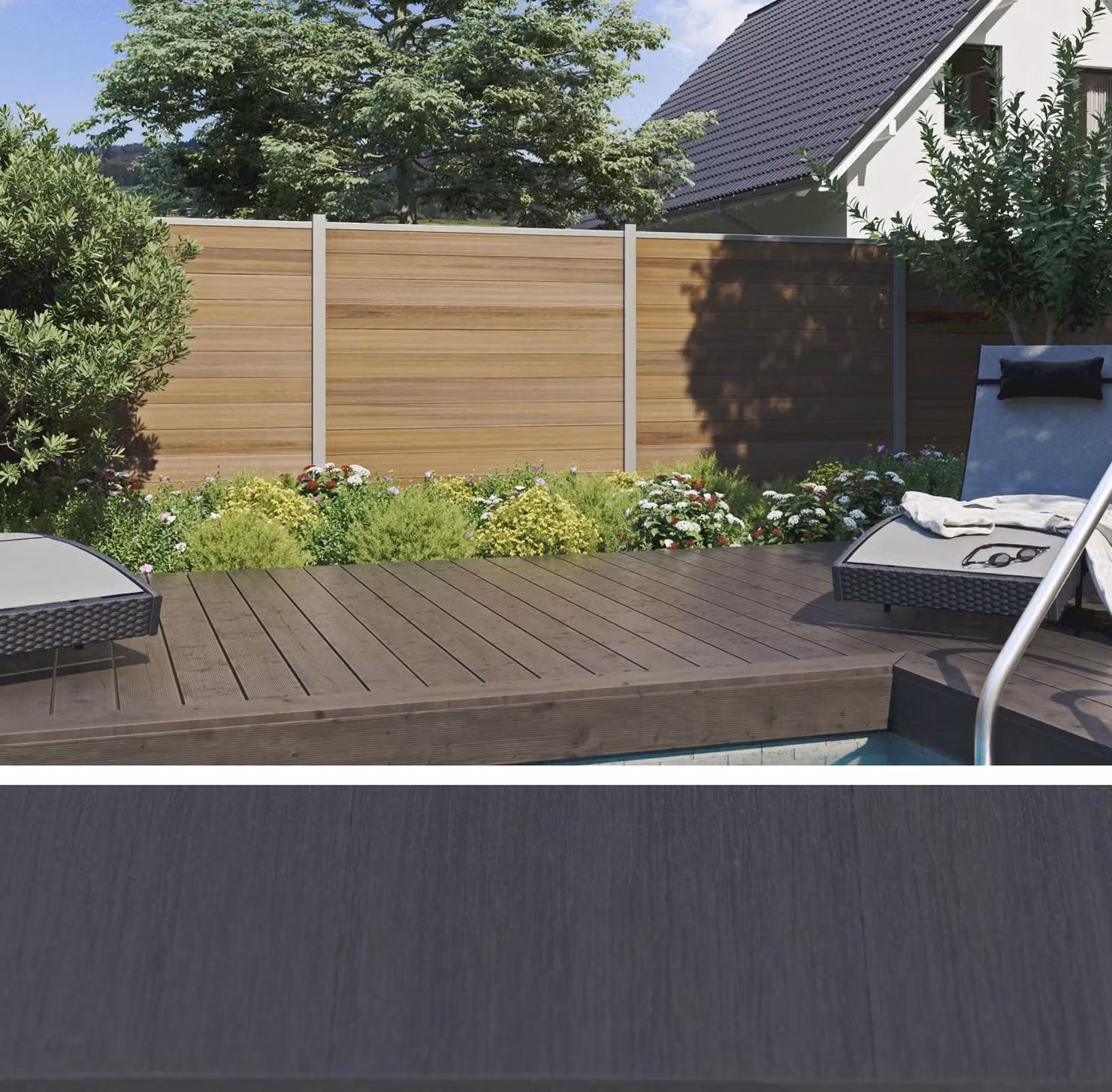 TeJe ELSKOP WPC Steckzaunsystem Anthrazit 20 x 150 x 1790 mm