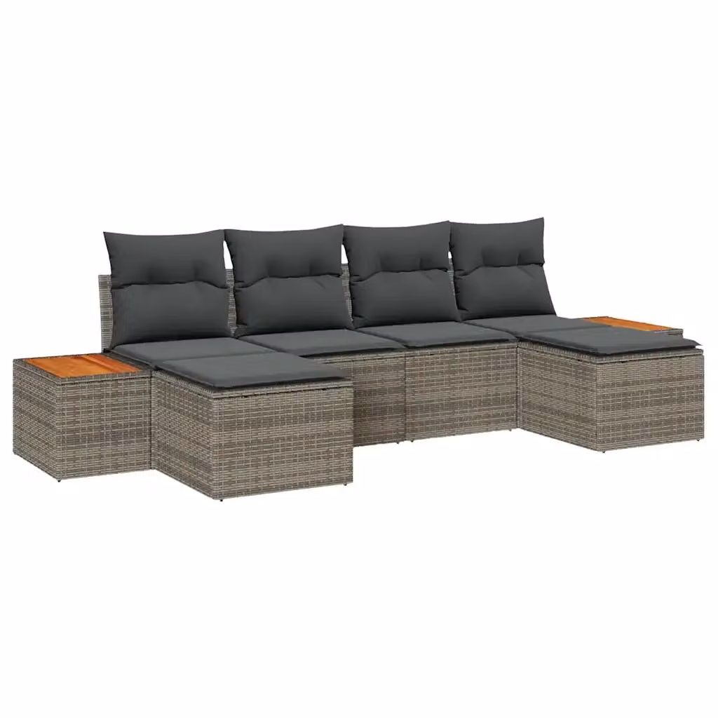Set Divano da Giardino a L con Poltrona e Ottoman vidaXL, 6 Pezzi, Grigio – 2