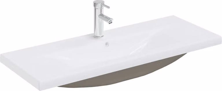 Lavabo da Incasso con Rubinetto 101x39x18 cm in Vetroceramica Bianco