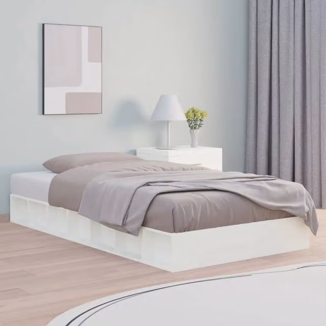 Letto con Giroletto Bianco in Legno di Pino Massello vidaXL L/P: 140 x 190 cm – 1