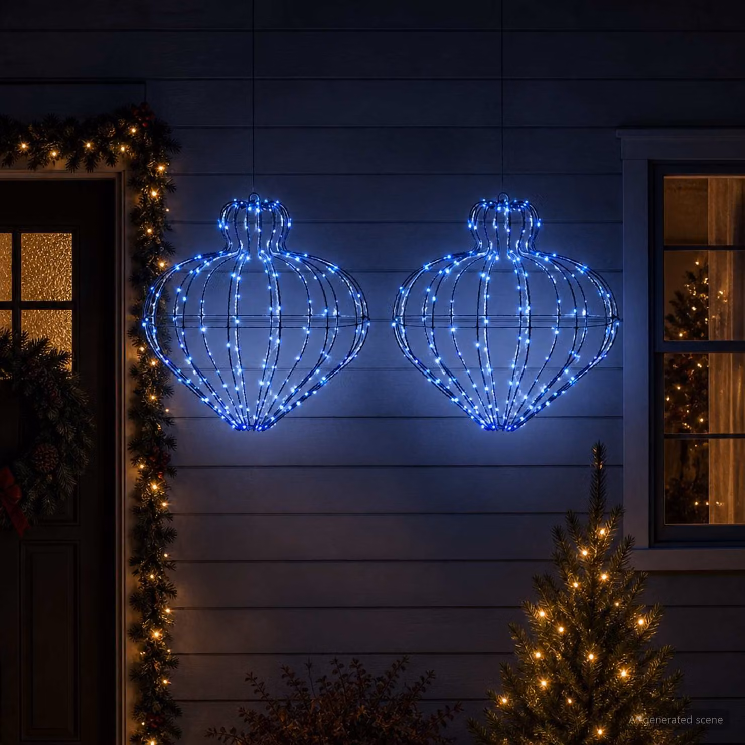 vidaXL Luce a punta di Natale 2 pz 384 LED Blu Ø 45 x 40 cm