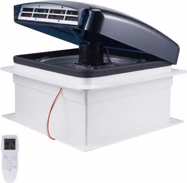VEVOR Ventilatore di Sfiato per Camper da 35,6 cm 12 V con Copertura Antipioggia e Coperchio Superiore Elettrico, Reversibile a 10 Velocità, Colore Grigio o Bianco