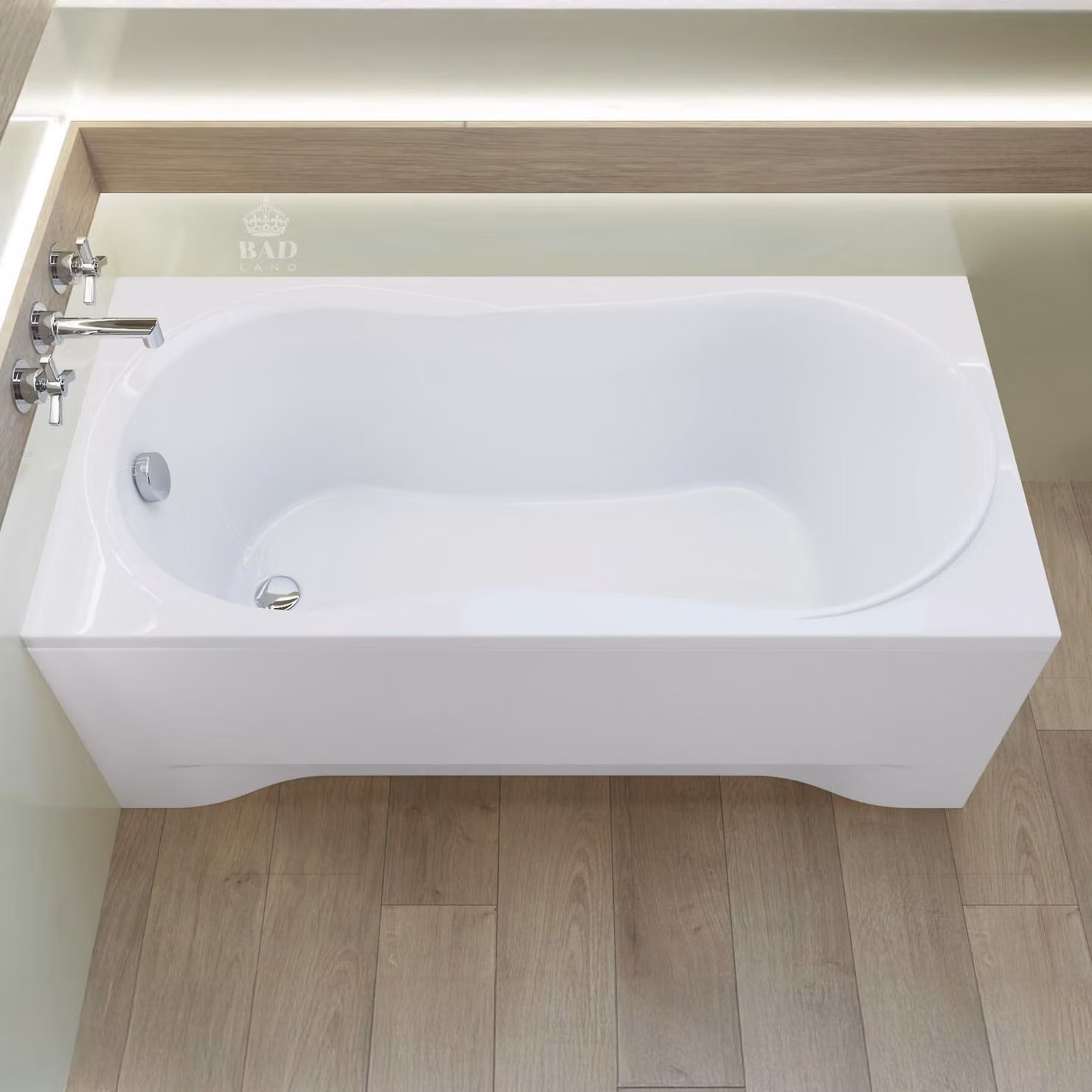 Vasca da bagno rettangolare 120x75 con grembiule in acrilico, set di scarico e piedini GRATIS | set completo 4in1 sifone originale per vasca da bagno in acrilico | BADLAND GRACJA