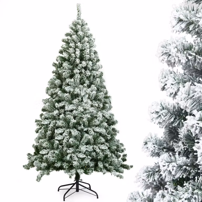 COSTWAY Albero di Natale artificiale 180 cm, albero di Natale con neve, 928 punte in PVC, supporto in metallo e sistema pieghevole, albero di Natale albero artificiale di Natale