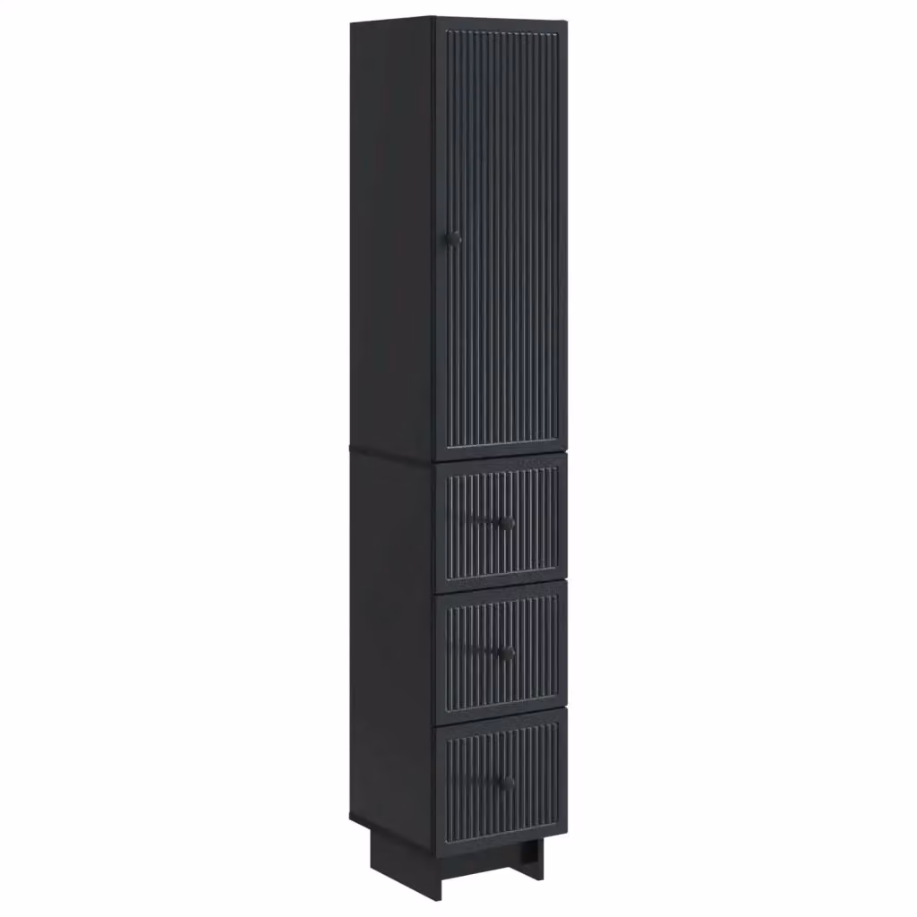 Set di 2 armadi moderni vidaXL in MDF nero opaco con ante a battente e cassetti interni – 2