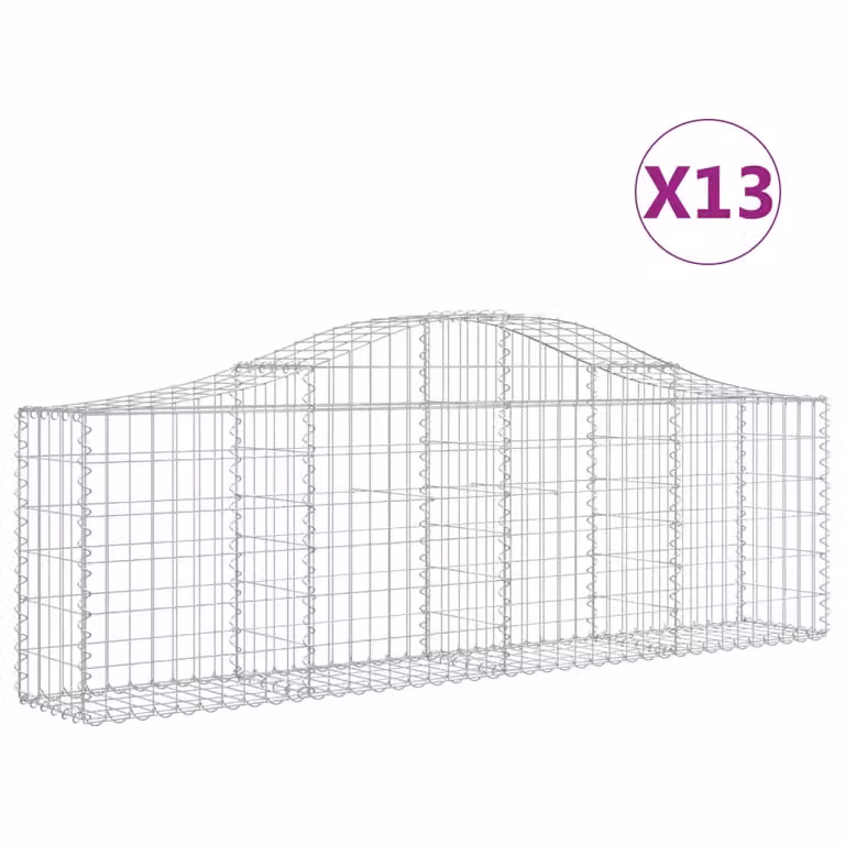 Cesti Gabbioni ad Arco 13 pz 200x30x60/80 cm Ferro Zincato