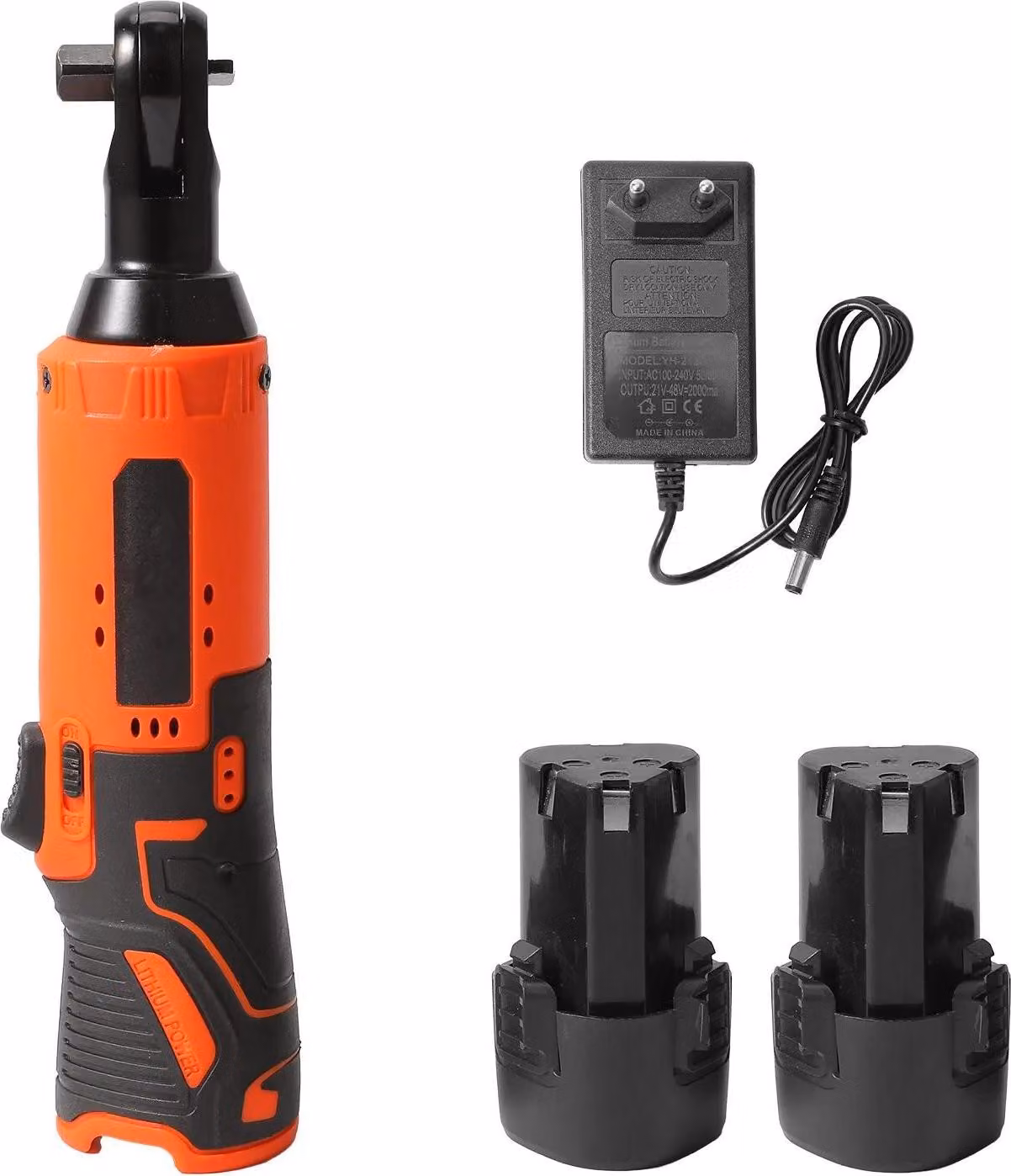 Avvitatore elettrico a batteria, coppia elevata, design ad angolo retto, batterie arancioni -2