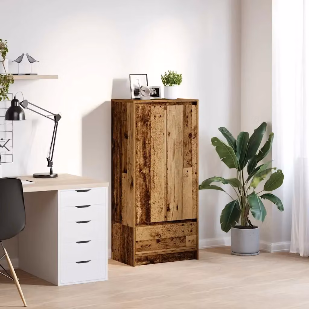 Armadio in legno color marrone con cassetti e ripiani in stile rustico DESIGN IN, L/P/H: 55,5 x 34 x 119,5 cm – 2