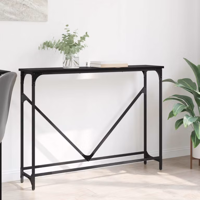 vidaXL Tavolo consolle in stile industriale nero L: 102 cm, P: 23 cm, H: 75 cm